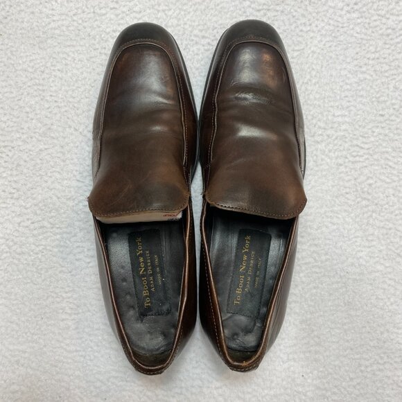 To Boot New York Loafers Shoes Mens 8 Brown Leather Slip On Made In Italy - Picture 6 of 12